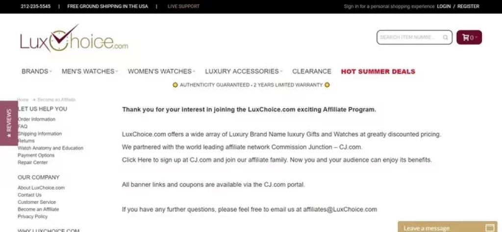 LuxChoice Affiliate Program