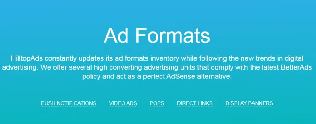 HilltopAds Ad Formats