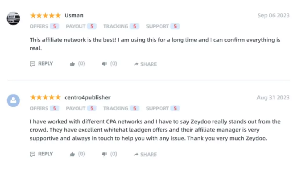 User Reviews for Zeydoo Affiliate Network