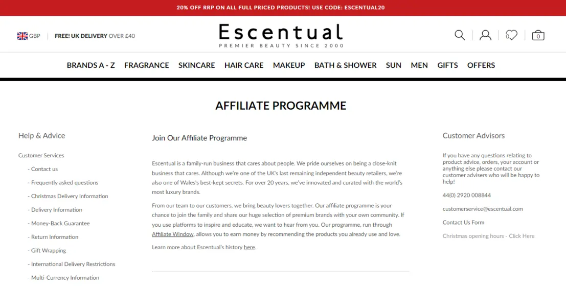 Escentual Affiliate Program